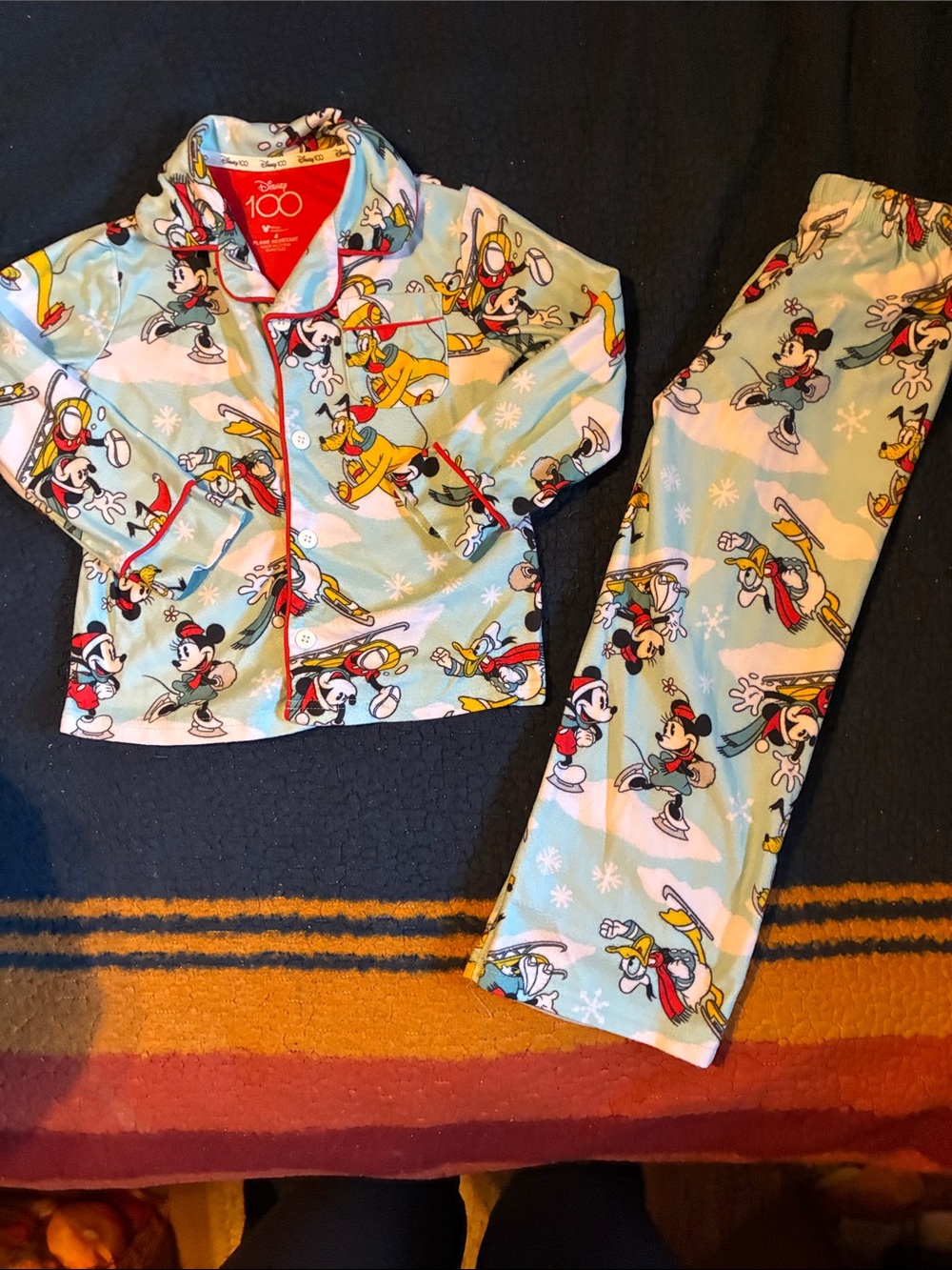 Disney 100 Light Blue Ski Character Pajama Set